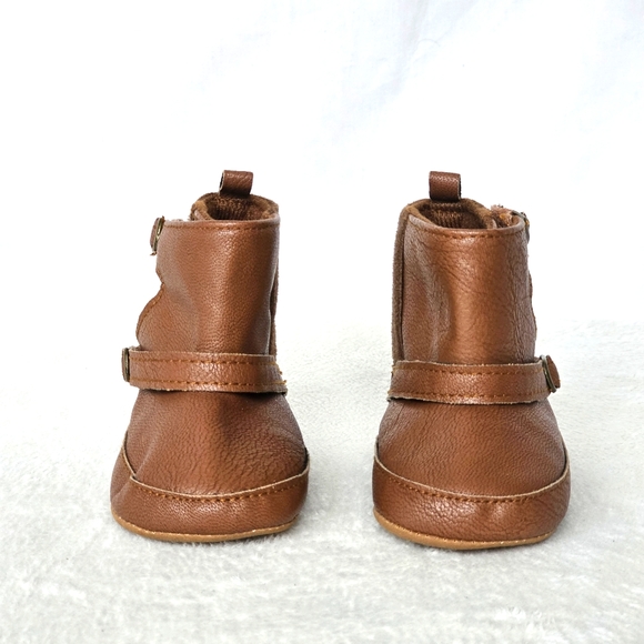 CARTER'S | Infant Soft Brown Faux Leather Boots Booties - Picture 2 of 7